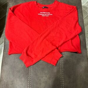 Zara crop top preowned red good condition soft cotton blend